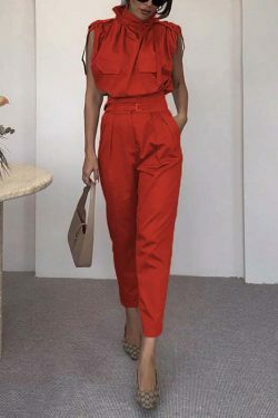 Y2K Aesthetic Sleeveless Turtle Neck Suit - Coquette Grunge with Old Money Elegance