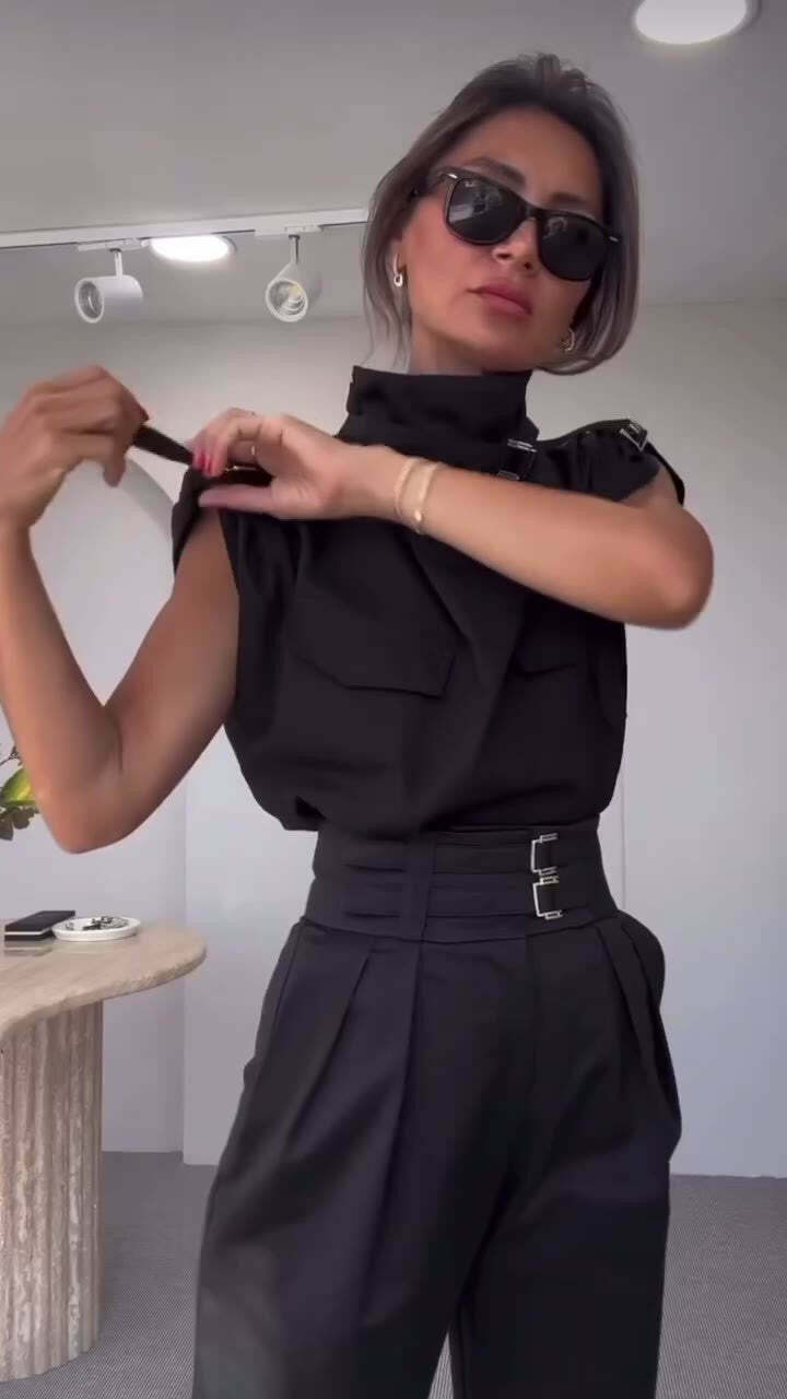 Y2K Aesthetic Slim-Fit Suit with High-Neck Vest for Niche Women Fashion Y2K Aesthetic Slim-Fit Suit with High-Neck Vest for Niche Women Fashion