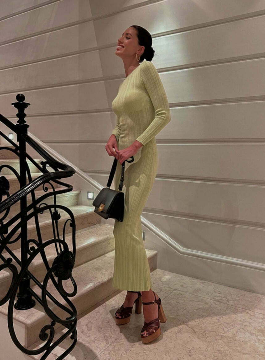 Y2K Aesthetic Slim Knitted Long Dress - Coquette & Grunge Style Women's Fashion Y2K Aesthetic Slim Knitted Long Dress - Coquette & Grunge Style Women's Fashion