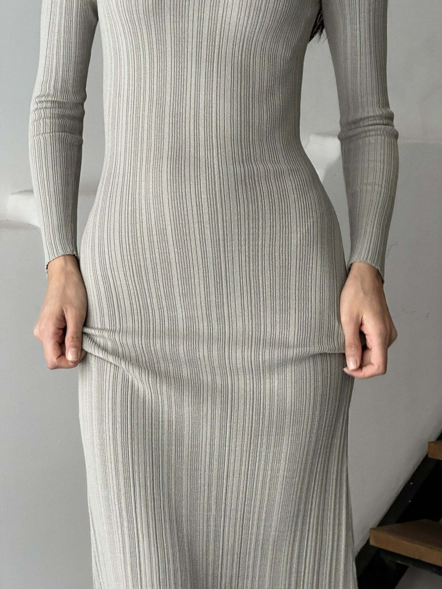 Y2K Aesthetic Slim Knitted Long Dress - Coquette & Grunge Style Women's Fashion Y2K Aesthetic Slim Knitted Long Dress - Coquette & Grunge Style Women's Fashion
