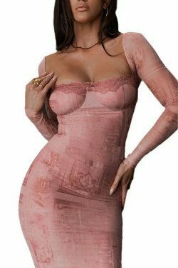 Y2K Aesthetic Slim Long-Sleeved Dress - Coquette Grunge Elegance