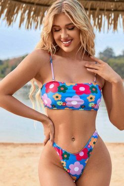 Y2K Aesthetic Sling Backless Print Bikini for Women - Coquette & Grunge Style