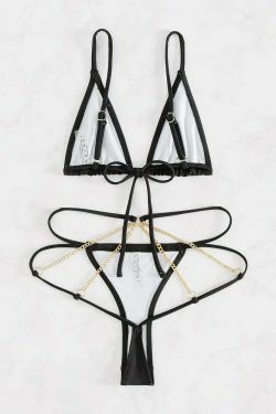 Y2K Aesthetic Sling Chain Sexy Two-Piece Bikini for Niche Women Fashion