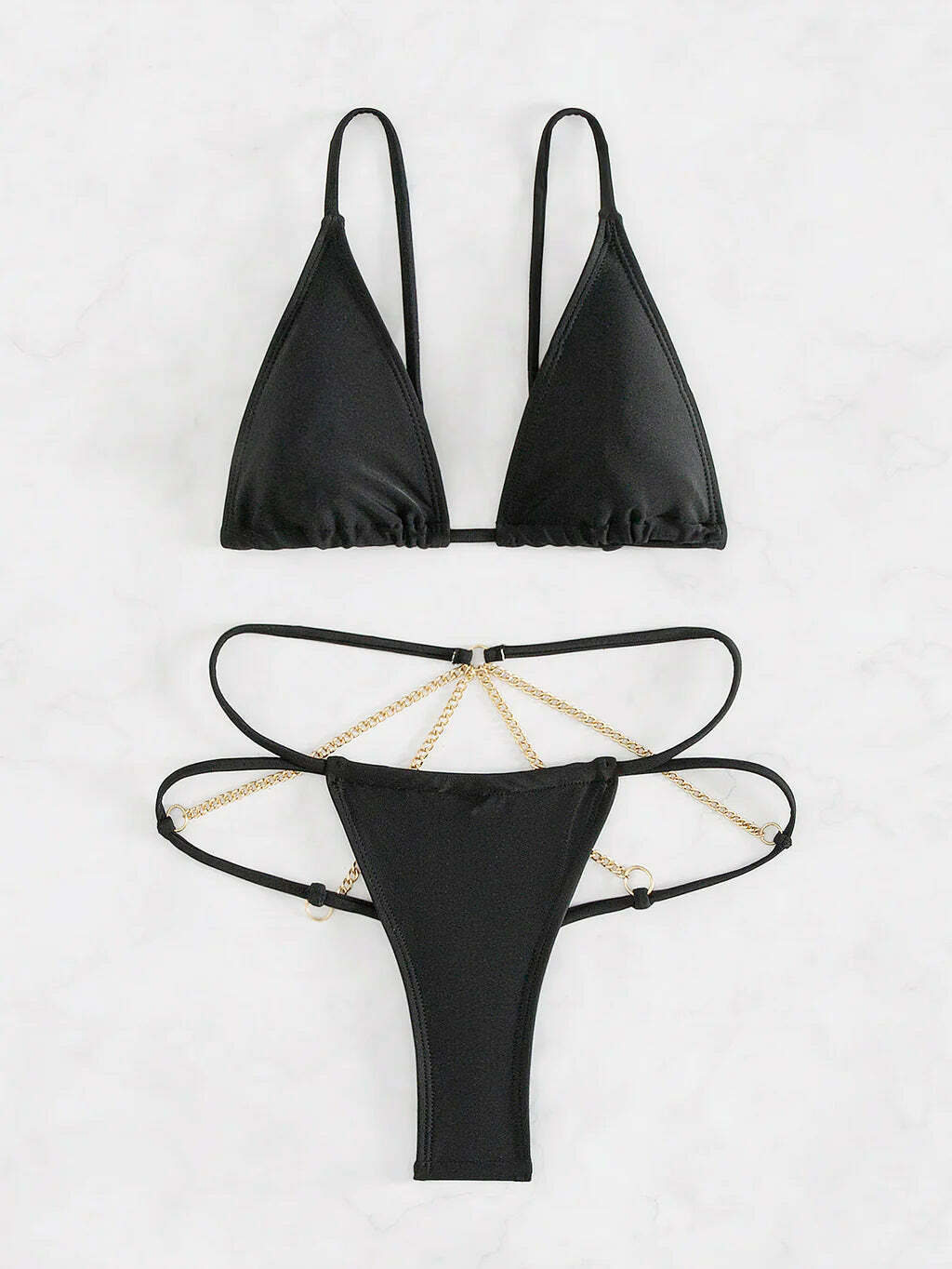 Y2K Aesthetic Sling Chain Sexy Two-Piece Bikini for Niche Women Fashion