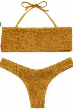 Y2K Aesthetic Smocked Bandeau Bikini Set - Retro Coquette Style for Trendy Women