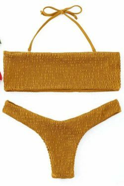 Y2K Aesthetic Smocked Bandeau Bikini Set - Retro Coquette Style for Trendy Women