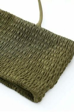 Y2K Aesthetic Smocked Bandeau Bikini Set - Retro Coquette Style for Trendy Women