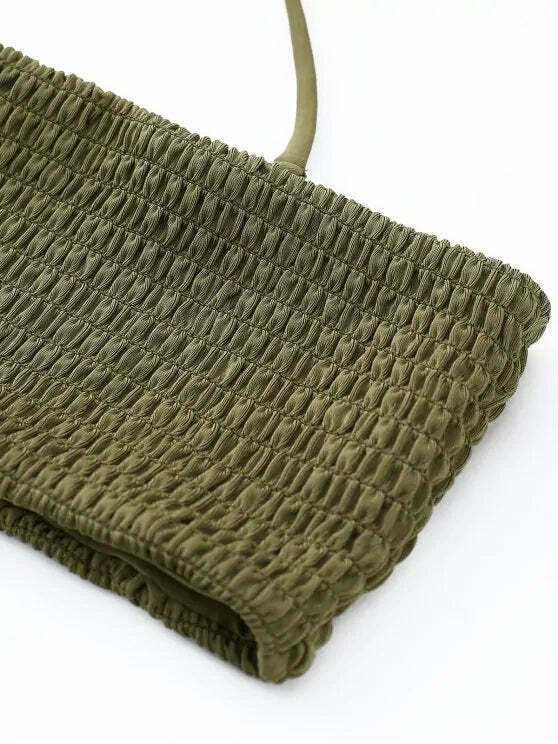 Y2K Aesthetic Smocked Bandeau Bikini Set - Retro Coquette Style for Trendy Women