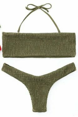 Y2K Aesthetic Smocked Bandeau Bikini Set - Retro Coquette Style for Trendy Women