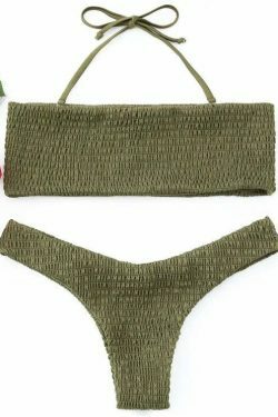Y2K Aesthetic Smocked Bandeau Bikini Set - Retro Coquette Style for Trendy Women