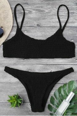 Y2K Aesthetic Smocked Bikini Set with Grunge and Coquette Vibes