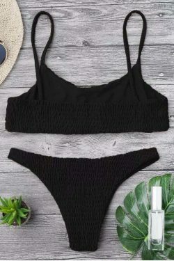 Y2K Aesthetic Smocked Bikini Set with Grunge and Coquette Vibes