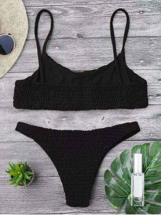 Y2K Aesthetic Smocked Bikini Set with Grunge and Coquette Vibes Y2K Aesthetic Smocked Bikini Set with Grunge and Coquette Vibes