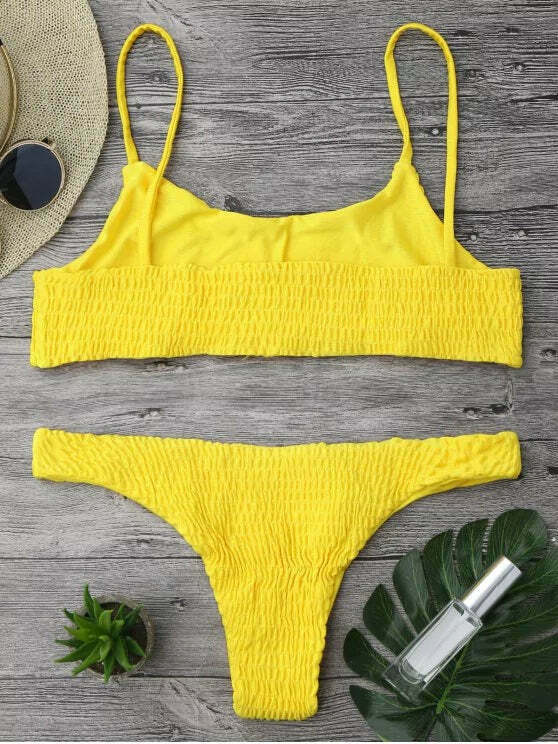 Y2K Aesthetic Smocked Bikini Set with Grunge and Coquette Vibes Y2K Aesthetic Smocked Bikini Set with Grunge and Coquette Vibes