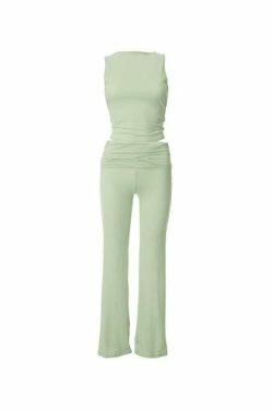 Y2K Aesthetic Solid Backless Top & High Rise Pants Set for Women - Coquette Fashion
