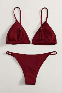 Y2K Aesthetic Solid Color Backless Bikini - Coquette Style Grunge Fashion for Women