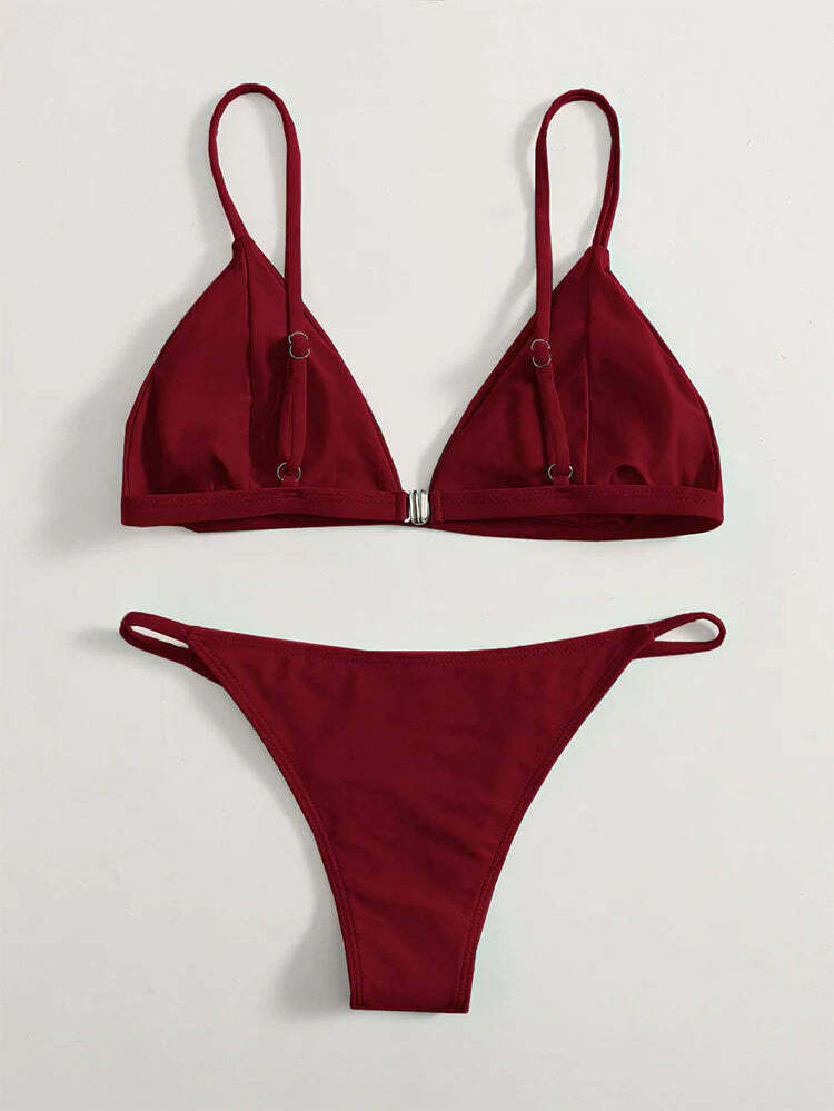 Y2K Aesthetic Solid Color Backless Bikini - Coquette Style Grunge Fashion for Women Y2K Aesthetic Solid Color Backless Bikini - Coquette Style Grunge Fashion for Women