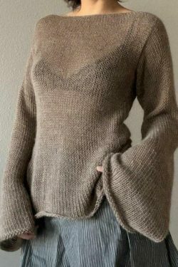 Y2K Aesthetic Solid Color Backless Lace-Up Knit Top for Women - Coquette & Grunge Style