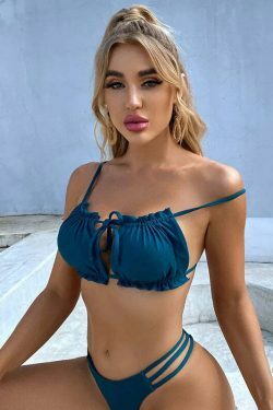 Y2K Aesthetic Solid Color Backless Sexy Bikini - Retro Style Swimwear for Women