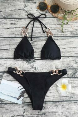 Y2K Aesthetic Solid Color Bikini - Coquette & Grunge Style Women's Swimwear