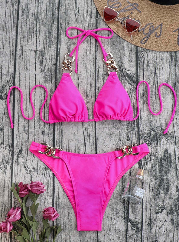 Y2K Aesthetic Solid Color Bikini - Coquette & Grunge Style Women's Swimwear Y2K Aesthetic Solid Color Bikini - Coquette & Grunge Style Women's Swimwear