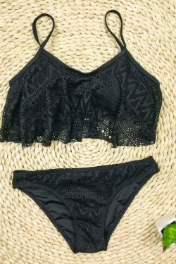 Y2K Aesthetic Solid Color Bikini Set - Sexy Low Waist Swimwear