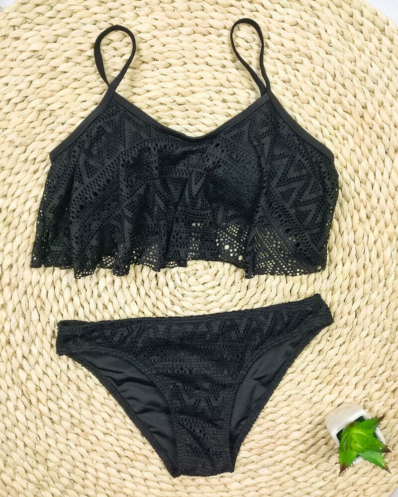 Y2K Aesthetic Solid Color Bikini Set - Sexy Low Waist Swimwear Y2K Aesthetic Solid Color Bikini Set - Sexy Low Waist Swimwear