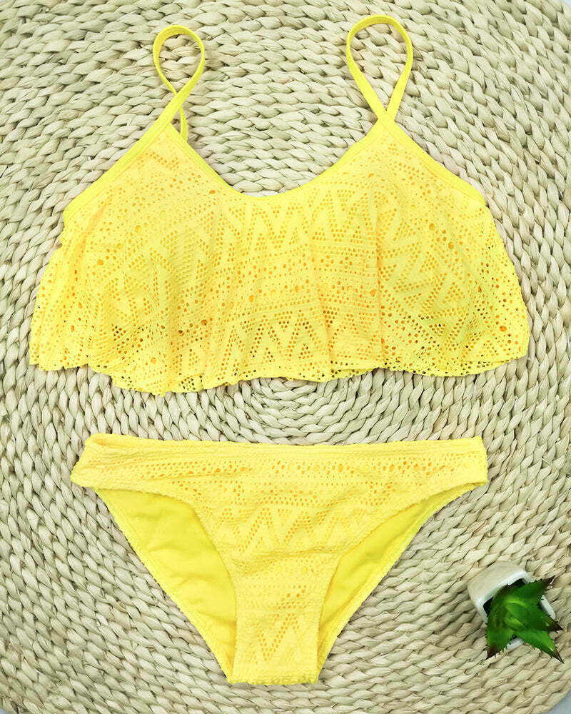 Y2K Aesthetic Solid Color Bikini Set - Sexy Low Waist Swimwear Y2K Aesthetic Solid Color Bikini Set - Sexy Low Waist Swimwear