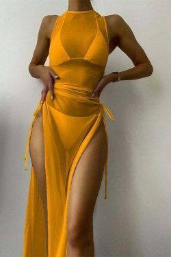 Y2K Aesthetic Solid Color Bikini Skirt Set - Coquette Style for Women's Fashion