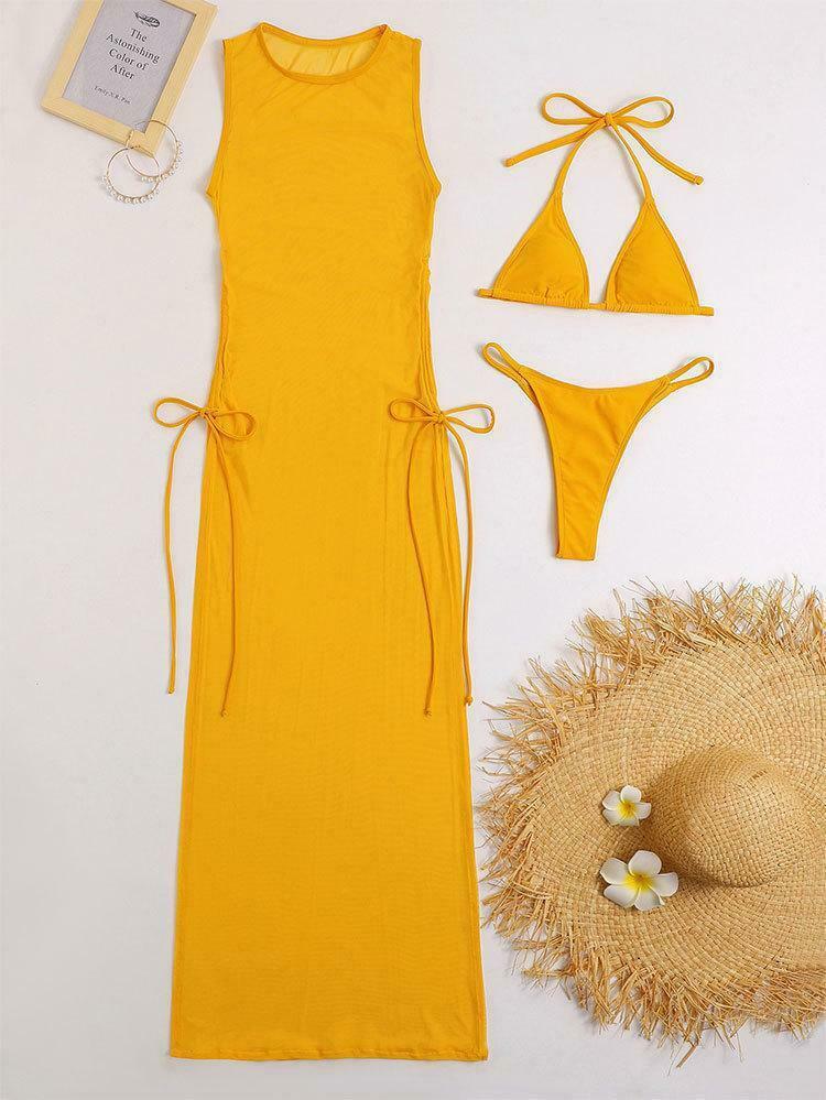 Y2K Aesthetic Solid Color Bikini Skirt Set - Coquette Style for Women's Fashion Y2K Aesthetic Solid Color Bikini Skirt Set - Coquette Style for Women's Fashion