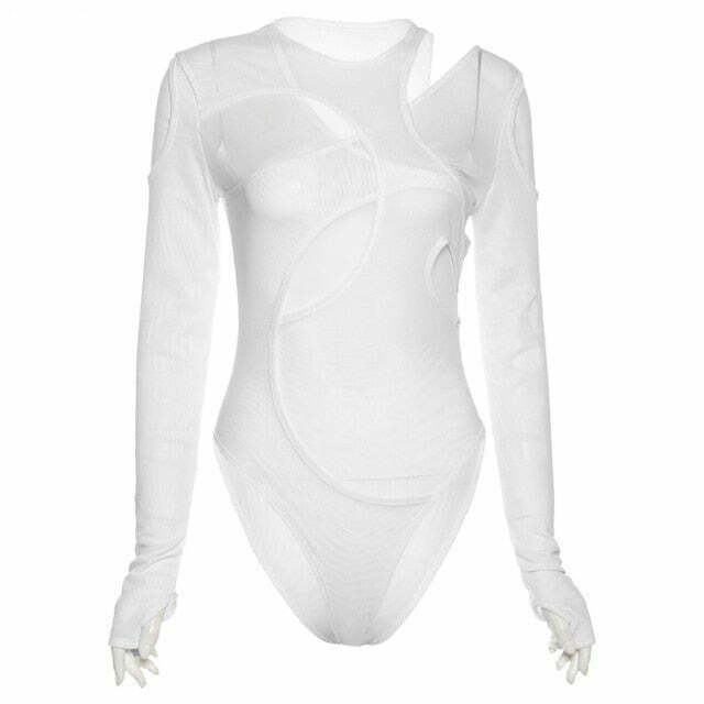 Y2K Aesthetic Solid Color Bodysuit - Coquette & Grunge Style Fashion Piece Y2K Aesthetic Solid Color Bodysuit - Coquette & Grunge Style Fashion Piece