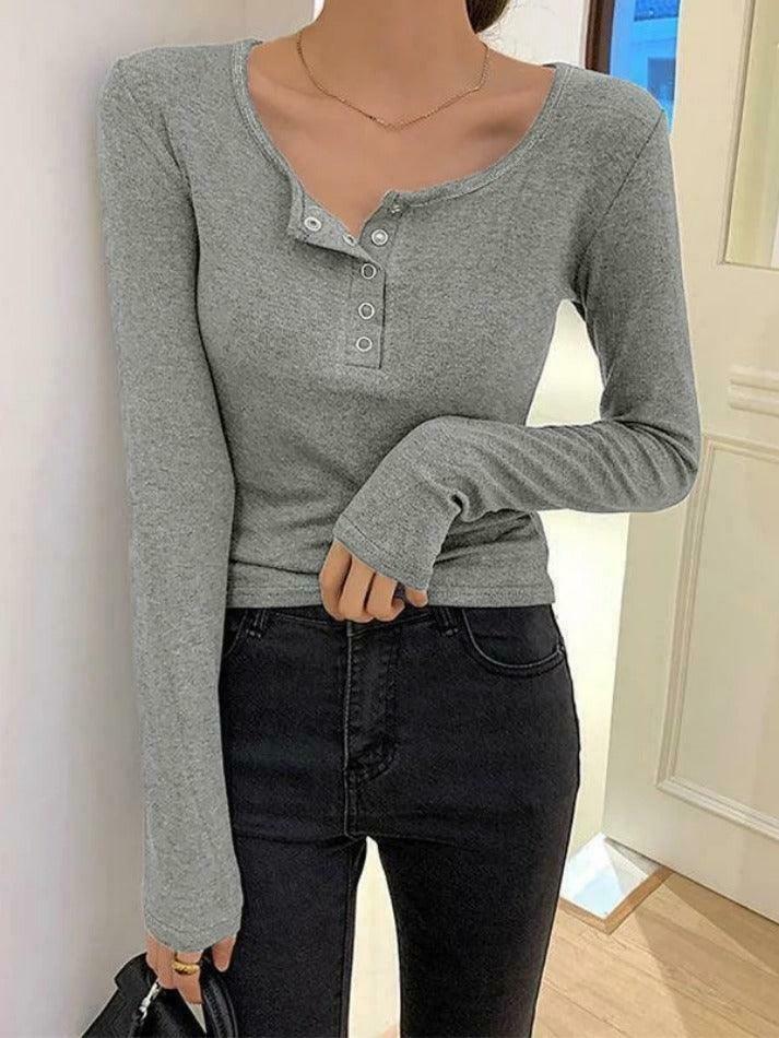 Y2K Aesthetic Solid Color Breasted Slim Knit Sweater