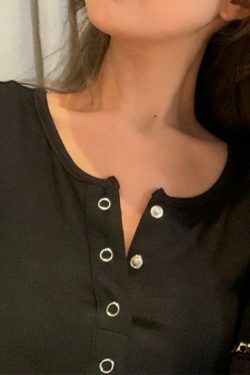 Y2K Aesthetic Solid Color Breasted Slim Knit Sweater