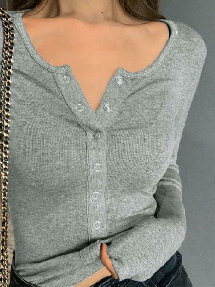 Y2K Aesthetic Solid Color Breasted Slim Knit Sweater