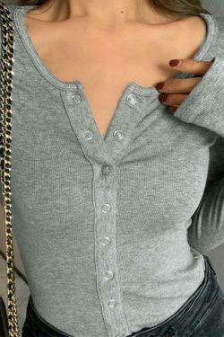 Y2K Aesthetic Solid Color Breasted Slim Knit Sweater