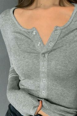 Y2K Aesthetic Solid Color Breasted Slim Knit Sweater