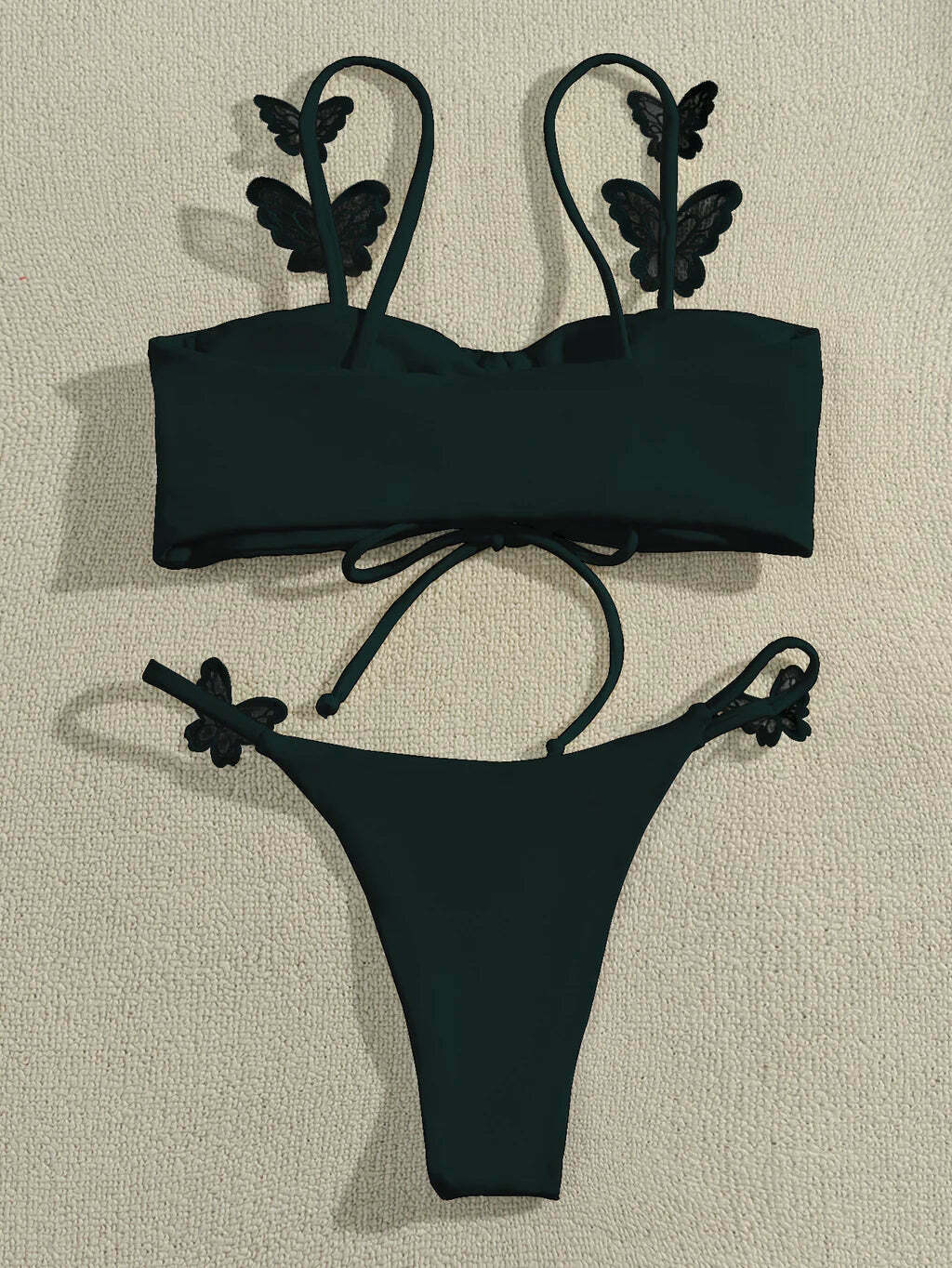 Y2K Aesthetic Solid Color Butterfly Sling Bikini for Niche Women Fashion Y2K Aesthetic Solid Color Butterfly Sling Bikini for Niche Women Fashion