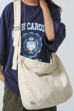 Y2K Aesthetic Solid Color Canvas Crossbody Bag for Women - Coquette & Grunge Style Fashion Accessory