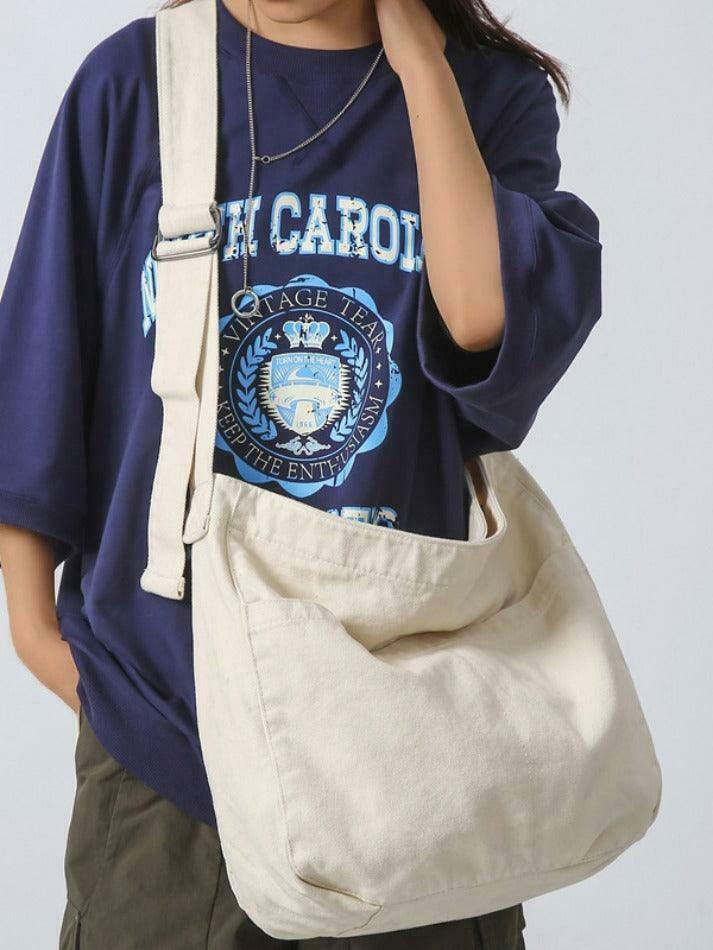 Y2K Aesthetic Solid Color Canvas Crossbody Bag for Women - Coquette & Grunge Style Fashion Accessory Y2K Aesthetic Solid Color Canvas Crossbody Bag for Women - Coquette & Grunge Style Fashion Accessory