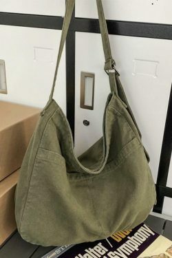 Y2K Aesthetic Solid Color Canvas Crossbody Bag for Women - Coquette & Grunge Style Fashion Accessory