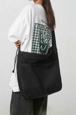 Y2K Aesthetic Solid Color Canvas Crossbody Bag for Women - Coquette & Grunge Style Fashion Accessory