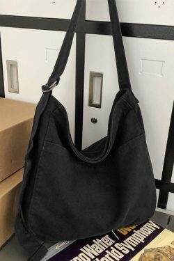 Y2K Aesthetic Solid Color Canvas Crossbody Bag for Women - Coquette & Grunge Style Fashion Accessory