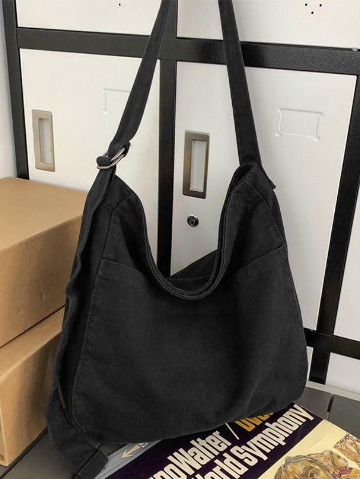 Y2K Aesthetic Solid Color Canvas Crossbody Bag for Women - Coquette & Grunge Style Fashion Accessory Y2K Aesthetic Solid Color Canvas Crossbody Bag for Women - Coquette & Grunge Style Fashion Accessory