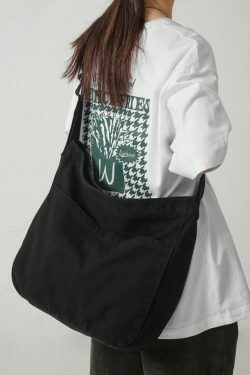 Y2K Aesthetic Solid Color Canvas Crossbody Bag for Women - Coquette & Grunge Style Fashion Accessory