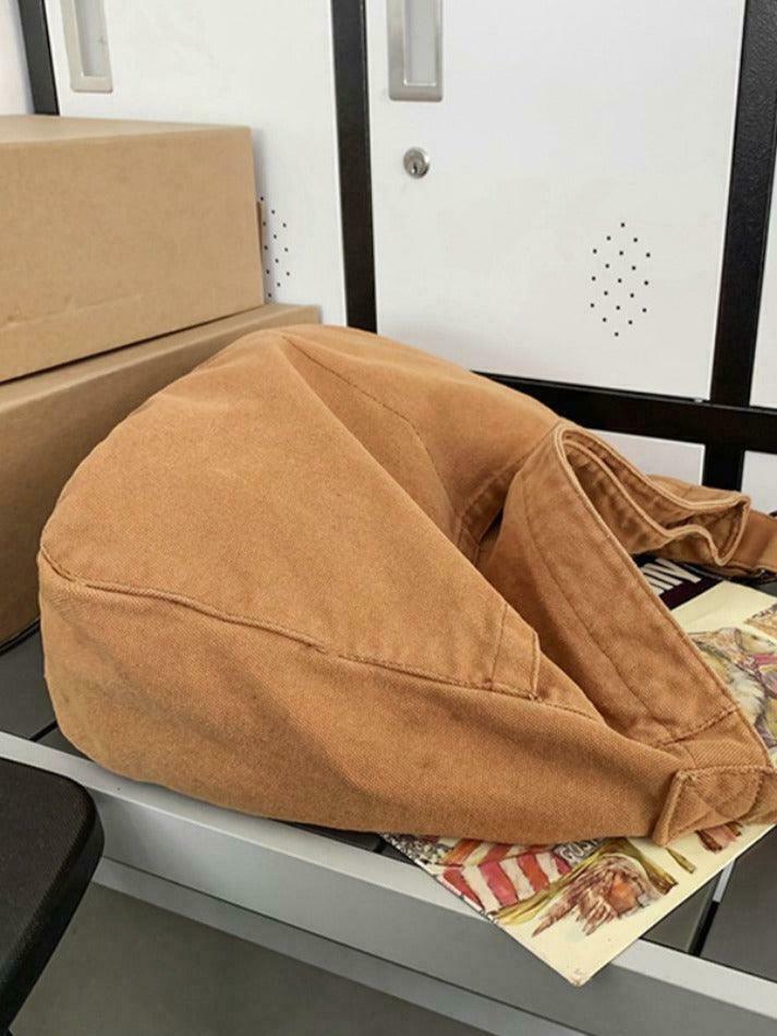 Y2K Aesthetic Solid Color Canvas Crossbody Bag for Women - Coquette & Grunge Style Fashion Accessory Y2K Aesthetic Solid Color Canvas Crossbody Bag for Women - Coquette & Grunge Style Fashion Accessory