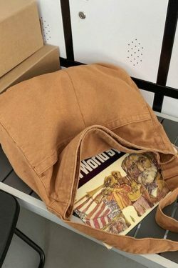 Y2K Aesthetic Solid Color Canvas Crossbody Bag for Women - Coquette & Grunge Style Fashion Accessory