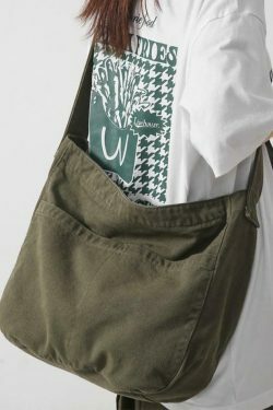 Y2K Aesthetic Solid Color Canvas Crossbody Bag for Women - Coquette & Grunge Style Fashion Accessory