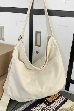 Y2K Aesthetic Solid Color Canvas Crossbody Bag for Women - Coquette & Grunge Style Fashion Accessory