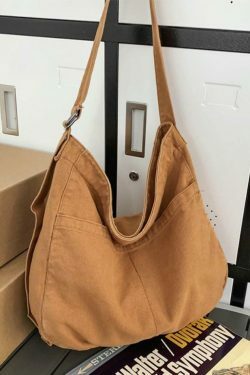 Y2K Aesthetic Solid Color Canvas Crossbody Bag for Women - Coquette & Grunge Style Fashion Accessory