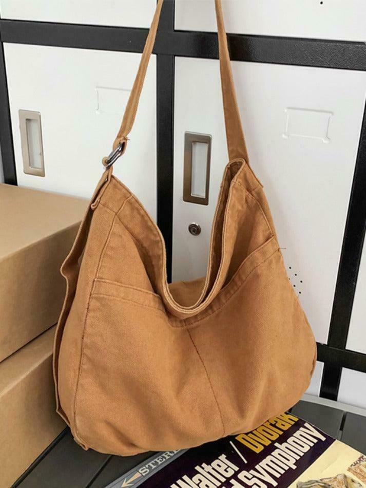 Y2K Aesthetic Solid Color Canvas Crossbody Bag for Women - Coquette & Grunge Style Fashion Accessory Y2K Aesthetic Solid Color Canvas Crossbody Bag for Women - Coquette & Grunge Style Fashion Accessory